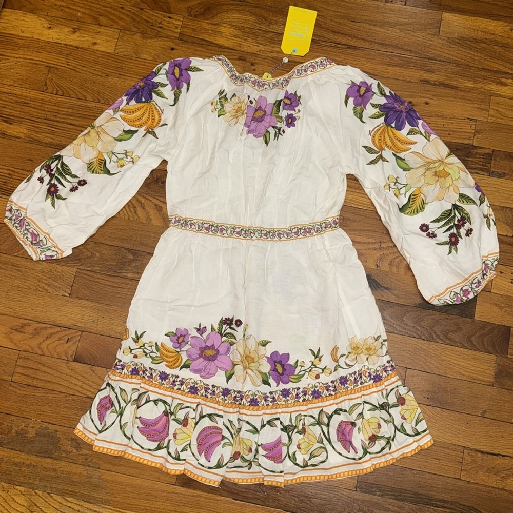 Floral Embroidered Dress with Bell Sleeves FARM RIO - Picture 6 of 6